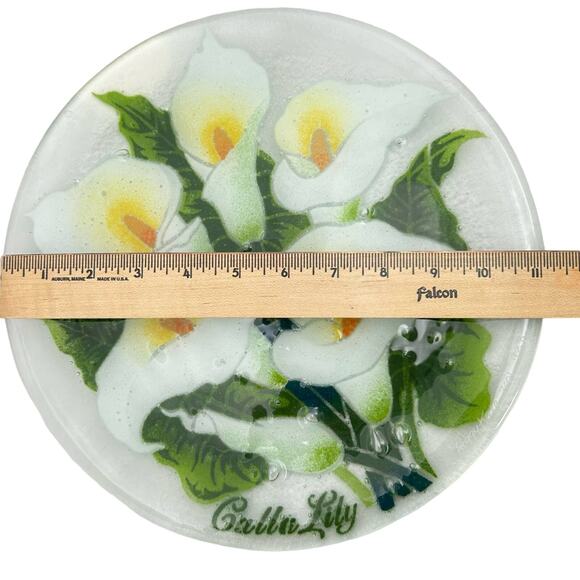 Peggy Karr 2001 CALLA LILY 11"‎ Fused Art Glass Plate with Box Retired LE #928 - Picture 6 of 8